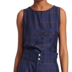NWT Piazza Sempione Windowpane Navy Check Top